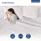 DREAMCARE Full Size Bed Sheets - Luxurious Floral Full Sheet Set - 4 Pc Ultra Soft Breathable Wrinkle Free Brushed Microfiber Floral Blossom