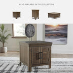 Signature Design by Ashley Moriville Rustic Farmhouse End Table with Dual Cabinet Doors, Brown