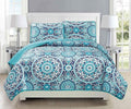 Fancy Collection 3pc Quilted Bedspread Set Coverlet Over Size New (King/California King, Turquoise, Blue, Gray, Teal)
