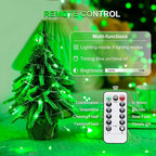 JMEXSUSS 2 Pack Green Fairy Lights Battery Operated, Total 400 LED 132ft Twinkle String Lights with Remote, 8 Modes Christmas Lights for Tree Fireplace Bedroom Indoor Outdoor Halloween Xmas Decor