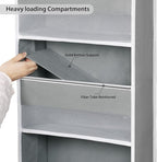 Univivi 6-Shelf Over Door Hanging Organizer Fabric Baby Door Storage with 5 Large Pockets and 3 Small PVC Pockets Wall Mount Hanging Storage Organizers for Baby Essential (Grey)