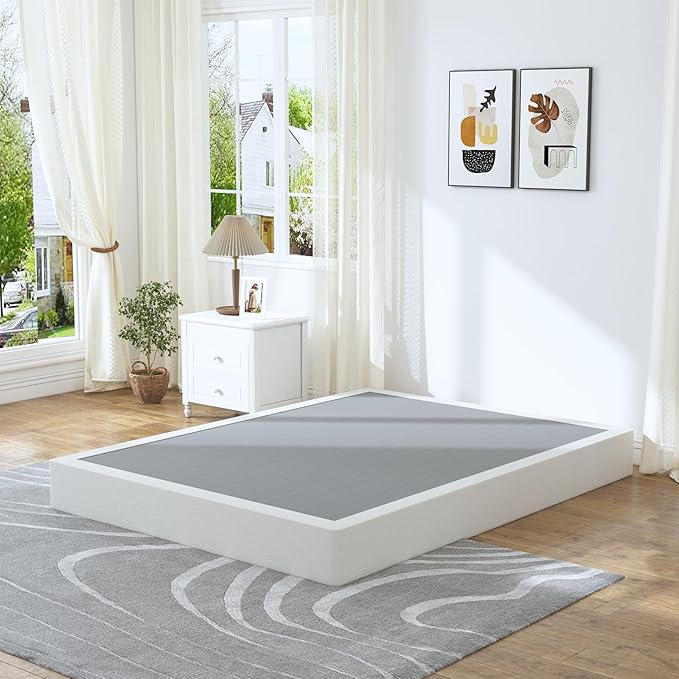 King Box Spring - 7 Inch High Profile Box Spring for King Bed, Sturdy Metal Frame Mattress Foundation, Easy Assembly, Quiet & Noise-Free