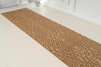 Custom Length Cut to Size Tribal Ethnic Southwestern Inspired Hallway Runner Rug, Non Slip Rubber Backed, 31 inch Wide X Customized Length, Inca Tan, 31 inch X 16 feet