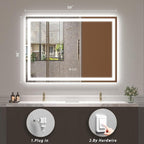 50x36 LED Lighted Bathroom Mirror for Wall, Large Vanity Mirror with Lights, Dimmable, Anti-Fog, Shatter-Proof, ETL Listed (Front + Backlit)