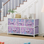 YITAHOME Wide Storage Tower with 5 Drawers - Fabric Dresser, Organizer Unit for Bedroom, Living Room, Closets - Sturdy Steel Frame, Easy Pull Fabric Bins & Wooden Top