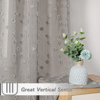 MYSKY HOME Pom Pom Grey Sheer Curtains for Bedroom Girls Room Curtains 84 Inches Long for Nursery Kids Light Filtering Boho Window Drapes, Rod Pocket, 52" Wide, 2 Panels