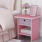 Furinno Dario End Table / Side Table / Night Stand / Bedside Table with Bin Drawer, 2-Pack, Pink/Light Pink