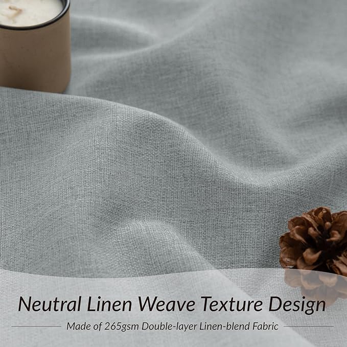 KangBang Linen Pinch Pleated Blackout Curtains, Pleated Drapes with Hooks 84 Inch Long 2 Panels Set, Faux Linen Black Out Curtains for Bedroom Living Room, 42" W x 84" L, Fog Grey