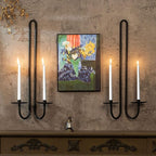 Wall Sconce Candle Holder Metal Hanging Wall Decorations for Home,Living Room, Bathroom, Dining Room, Set of 2（Black