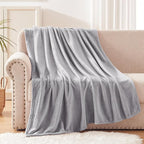 Exclusivo Mezcla Extra Large Fleece Throw Blanket for Couch, Sofa, 300GSM Super Soft and Warm Blankets, Light Grey Throw All Season Use, Cozy, Plush, Lightweight, 50x70 Inches