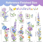 Tanlaby Wildflower Wall Decals Daisy Grass Butterflies Flower Wall Stickers Floral Botanical Wall Art Decor for Baby Nursery Girl Bedroom Living Room Sofa