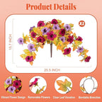 Artificial Fall Flowers Fake Petunias Plants for Outdoor Decoration, 2 Pcs Silk Faux Flowers UV Resistant No Fade Plants for Garden Balcony Yard Porch Realistic Indoor Decor (Burgundy Purple)