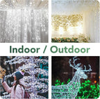 MAGGIFT 304 LED Curtain String Lights, 9.8 x 9.8 ft, 8 Modes Plug in Fairy String Light with Remote Control, Christmas, Backdrop for Indoor Outdoor Bedroom Window Wedding Party Decoration, Cool White