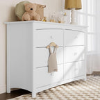 Storkcraft Kenton 6 Drawer Double Dresser (White) For Kids Bedroom, Nursery Dresser Organizer, Chest Of Drawers For Bedroom, Universal Design For Children’s Bedroom