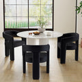 Modern Barrel Dining Chairs Set of 3, Velvet Upholstered Accent Side Chair with Arms Comfy Makeup Vanity Chairs, Dining Living Room Kitchen Chairs, Black