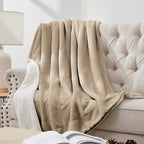Walensee Sherpa Fleece Blanket (Throw Size 50”x60” Camel) Plush Throw Fuzzy Super Soft Reversible Microfiber Flannel Blankets for Couch, Bed, Sofa Ultra Luxurious Warm and Cozy for All Seasons