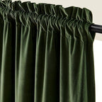 Lazzzy Velvet Blackout Curtains Thermal Insulated Room Window Drapes Super Soft Luxury Curtains for Living Room Bedroom Rod Pocket 2 Panels, Moss, 52" W x 120" L