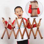 WEBI Accordion Wall Hanger,Expandable Wooden Coat Rack Wall Mounted,Accordion Hat Rack for Wall,Accordion Hook Rack for Hats,Caps,20 Peg Hooks,Walnut Color