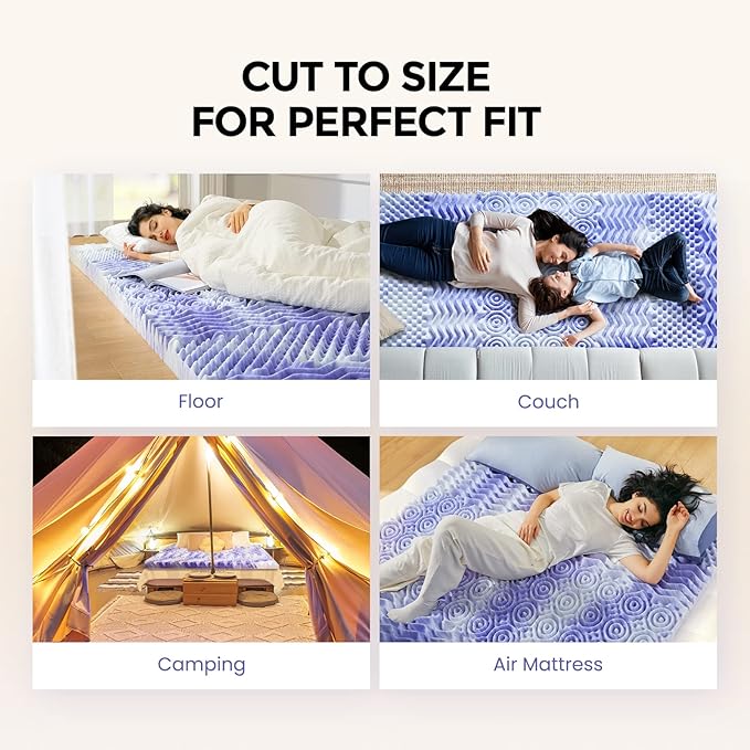 Dreamsmith 4 Inch 7-Zone King Memory Foam Mattress Topper, Cooling Gel Infused Foam Mattress Pad, King Size Bed, CertiPUR-US Certified