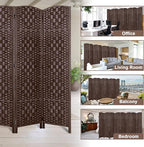 Rose Home Fashion 6 ft Tall Room Divider, Room Dividers and Folding Privacy Screens, 15.7in Privacy Screen 8 Panel Partition Temporary Wall Separation for Private, Brown
