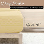 Linen Market Double-Brushed Patterned Microfiber Queen Sheet Set 4 Piece – Oeko-TEX Certified Ultra Soft & Wrinkle-Free - 16" Deep Pocket Sheets - Easy Care Queen Size - Honeycomb Yellow