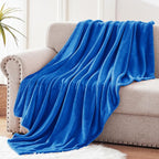 Exclusivo Mezcla Extra Large Fleece Throw Blanket for Couch, Sofa, 300GSM Super Soft and Warm Blankets, Cobalt Blue Throw All Season Use, Cozy, Plush, Lightweight, 50x70 Inches