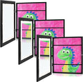 Zenacolor Kids Artwork Frames Changeable - Front-Opening to Display & Store 100 pcs - Set of 3 Kids Art Frame Includes Wall Hooks & Stand - 10x12.5cm - Black