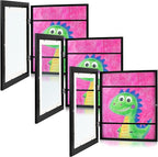 Zenacolor Kids Artwork Frames Changeable - Front-Opening to Display & Store 100 pcs - Set of 3 Kids Art Frame Includes Wall Hooks & Stand - 10x12.5cm - Black