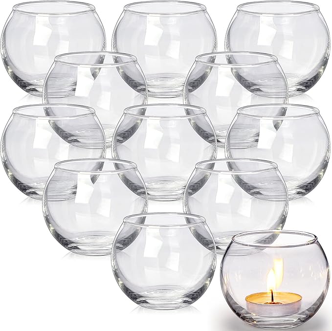 LAMORGIFT 36Pcs Glass Tealight Candle Holders - Bowl Vases for Votive/Floating Candles, Round Vases for Wedding, Engagement, Bridal Shower Parties Table Centerpieces