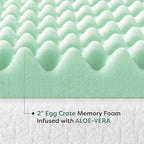 Best Price Mattress 2 Inch Egg Crate Memory Foam Mattress Topper with Calming Aloe Infusion, CertiPUR-US Certified, King,Green