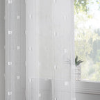 MYSKY HOME White Curtains for Bedroom 84 Inch Length Long Sheer Curtains for Living Room Nursery Curtains with White Patched Design Rod Pocket Privacy Window Drapes Dining Room 52" x 84" 2 Panels