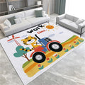 Washable Area Rug 5x8 ft Cartoon Farm Tiger Tractor 3D Print Area Rug for Living Room Bedroom Kids Room Home Decor Carpet, Indoor Non-Slip Floor Rug Mat, Low Pile Rugs