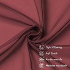 Chyhomenyc Burgundy Sheer Curtains 63 Inches Long 2 Panels Set, Light Filtering Voile Window Drapes for Bedroom Living Room, 42Wx63L Inch, Burgundy, 2PCS
