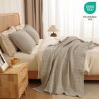 PHF 100% Cotton Waffle Weave Throw Blanket, Soft Lightweight Breathable Cozy Throws for Couch Bed Sofa, Luxury Aesthetic Woven Blanket for Home Decor & Office, 50"x60", Taupe
