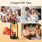 Candle Warmer Lamp Wax Light: Electric Melt Warming Lamps for Yankee Candles with Timer Dimmable for Birthday Christmas Gift, Room, New House, Bedroom, Vintage Home Decor (Black + Brown Hemp Rope)