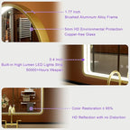 20x30 Inch Arched LED Bathroom Mirror with Lights, Adjustable 3000K/4500K/6000K, Wall Mounted Gold Frame Lighted Bathroom Vanity Mirror, Anti-Fog, Dimmable, Memory Function