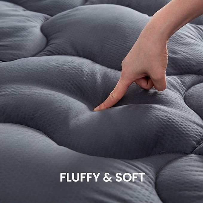 SLEEP ZONE Twin Mattress Topper Cooling Mattress Pad Cover Fluffy Down Alternative Bed Topper 8-21 Inch Deep Pocket, Twin