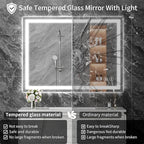 Koonmi 26x38 LED Bathroom Mirror, Backlit + Front Lit, LED Bathroom Mirror with Lights for Wall, 3 Colors, Anti-Fog, Dimmable Brightness, Memory Function, Tempered Glass