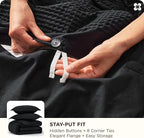 Bedsure Cotton Duvet Cover Queen Size - 100% Cotton Waffle Weave Black Duvet Cover Queen Size, GentleSoft™ and Breathable Bedding Set for All Season, 3 Pieces, 90"x90"