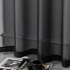 DUALIFE Black Sheer Curtains 84 Inches Length for Living Room Set of 2 Panels Grommet Window Drapes Semi Voile Modern Black Transparent Curtains for Bedroom 52x84 Inch Long