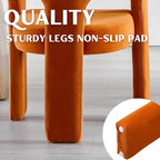 Modern Barrel Dining Chairs Set of 3, Velvet Upholstered Accent Side Chair with Arms Comfy Makeup Vanity Chairs, Dining Living Room Kitchen Chairs, Orange
