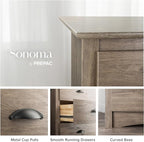 Prepac Salt Spring Rustic Tall Nightstand Side Table with 3 Drawers, Farmhouse Tall 3-Drawer Bedside Table 16" D x 23" W x 29" H, Drifted Gray, DDC-2403