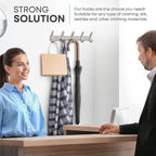 Coat Rack Wall Mount – Brushed Nickel 15 Inch Stainless Steel Hook Rail with 5 Heavy Duty Double Coat Hooks – Wall Mounted Coat Hanger for Entryway, Bathroom, Bedroom, Towel, Hat Organizer - 2 Pack