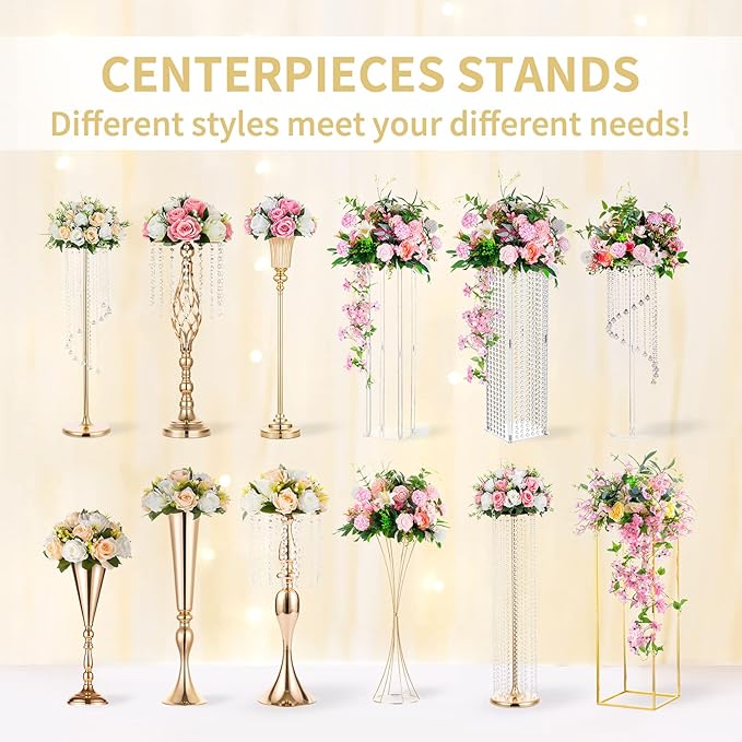 NUPTIO Pcs of 10 Fake Flower Ball Arrangement Bouquet,15 Heads Plastic Roses with Base, Suitable for Our Store's Wedding Centerpiece Flower Rack for Parties Valentine's Day Home Décor (Red & White)