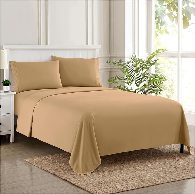 Full Size Sheet Sets - Breathable Luxury Sheets with Full Elastic & Secure Corner Straps Built In - 1800 Supreme Collection Extra Soft Deep Pocket Bedding Set, Sheet Set, Full, Taupe