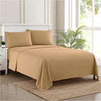 Twin XL Sheets - Breathable Luxury Sheets with Full Elastic & Secure Corner Straps Built In - 1800 Supreme Collection Extra Soft Deep Pocket Bedding Set, Sheet Set, Twin XL, Taupe