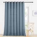 RYB HOME Linen Blended Curtains - Semi Sheer Natural Light Filtering Half Privacy Boho Rustic Style Drapes for Kitchen Sliding Door Large Window, W 60 x L 108 inches, Stone Blue, 1 Panel