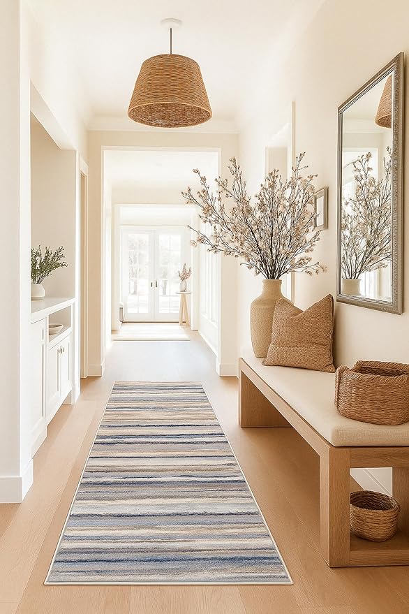 RUG BRANCH Havana 2' x 6' (2' X 5'11") Scandinavian Indoor Runner Rug, Contemporary, Blue Brown - Entryway, Hallway, Bathroom, and Kitchen