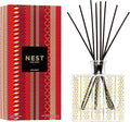 NEST New York Reed Diffuser, Holiday - 5.9 fl oz - Fragrance for Up to 90 Days - Reusable, Refillable Glass Holder - Includes 8 All-Natural Reed Sticks - Flame Free