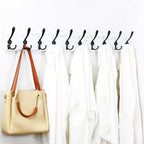 WEBI Wall Mounted Coat Rack, 38 9/16" Long, 10 Hooks, Wood Hanger Rail With Triple Hooks for Hanging Clothes, Jackets - Black/White, 2 Packs